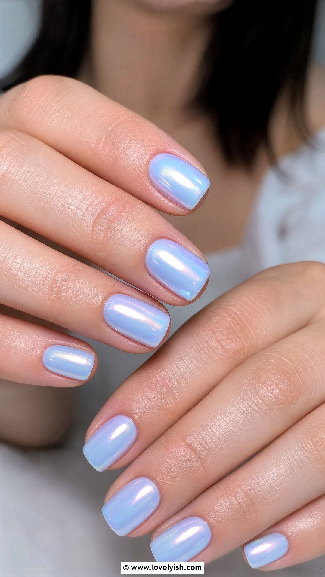 Baby Blue Glazed Builder Gel Nails - 50 builder gel nails - 50 builder gel nails