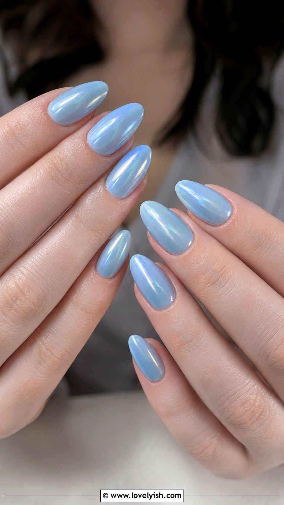 Baby Blue Glazed Nail Extensions - 48 nail extensions - 48 nail extensions