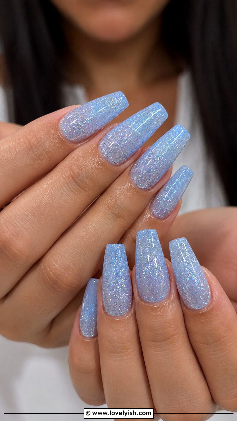 Baby Blue Glitter Nails - 50 baby blue nails - 50 baby blue nails