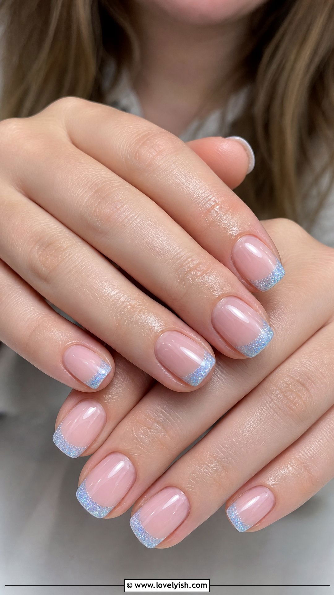 Baby Blue Glitter Tips - 50 cute nails - 50 cute nails