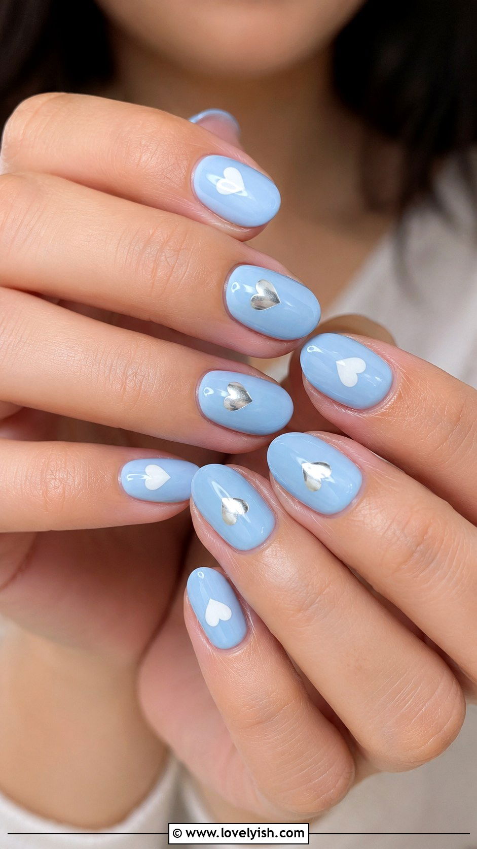 Baby Blue Heart Nails - 25 heart nail designs - 25 heart nail designs