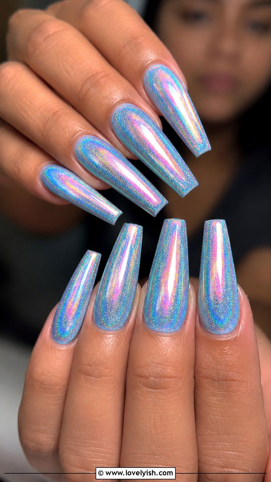 Baby Blue Holographic Nails - 50 baby blue nails - 50 baby blue nails
