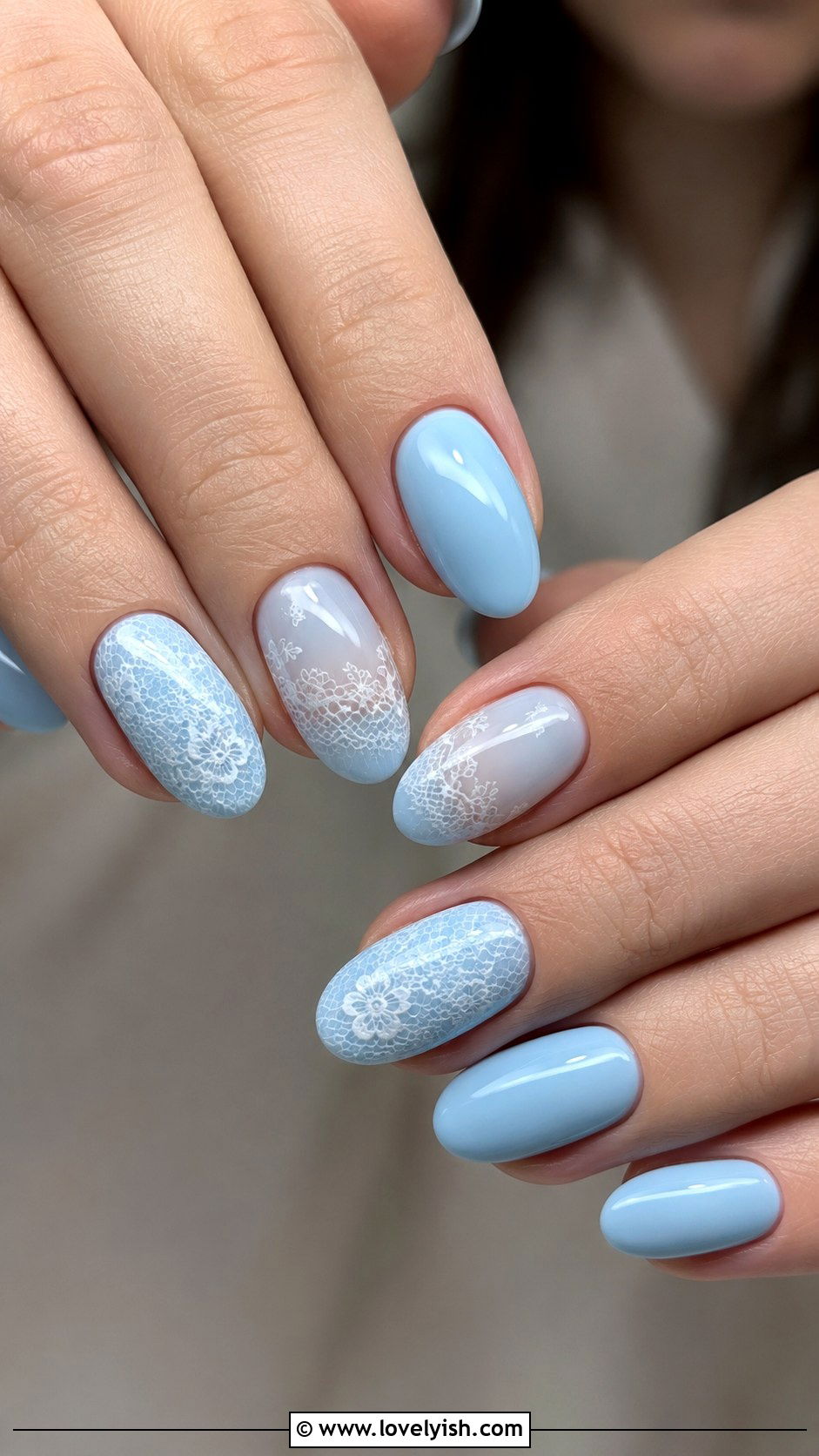 Baby Blue Lace Nails - 50 baby blue nails - 50 baby blue nails