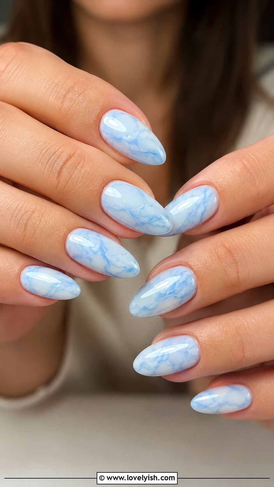 Baby Blue Marble Nails - 50 baby blue nails - 50 baby blue nails