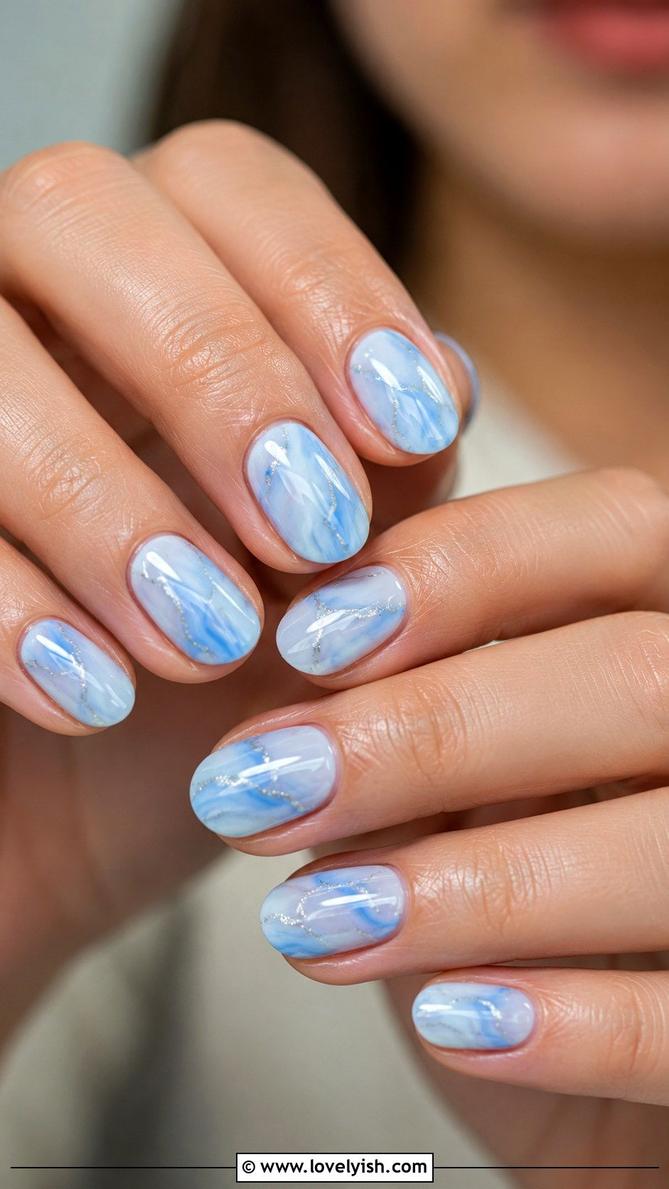 Baby Blue Marble Nails - 38 marble nail designs - 38 marble nail designs