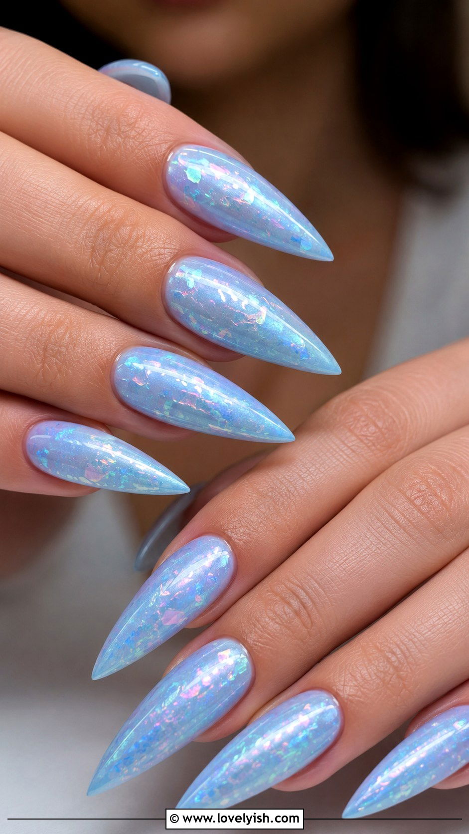 Baby Blue Mermaid Stiletto Nails - 50 mermaid nails - 50 mermaid nails