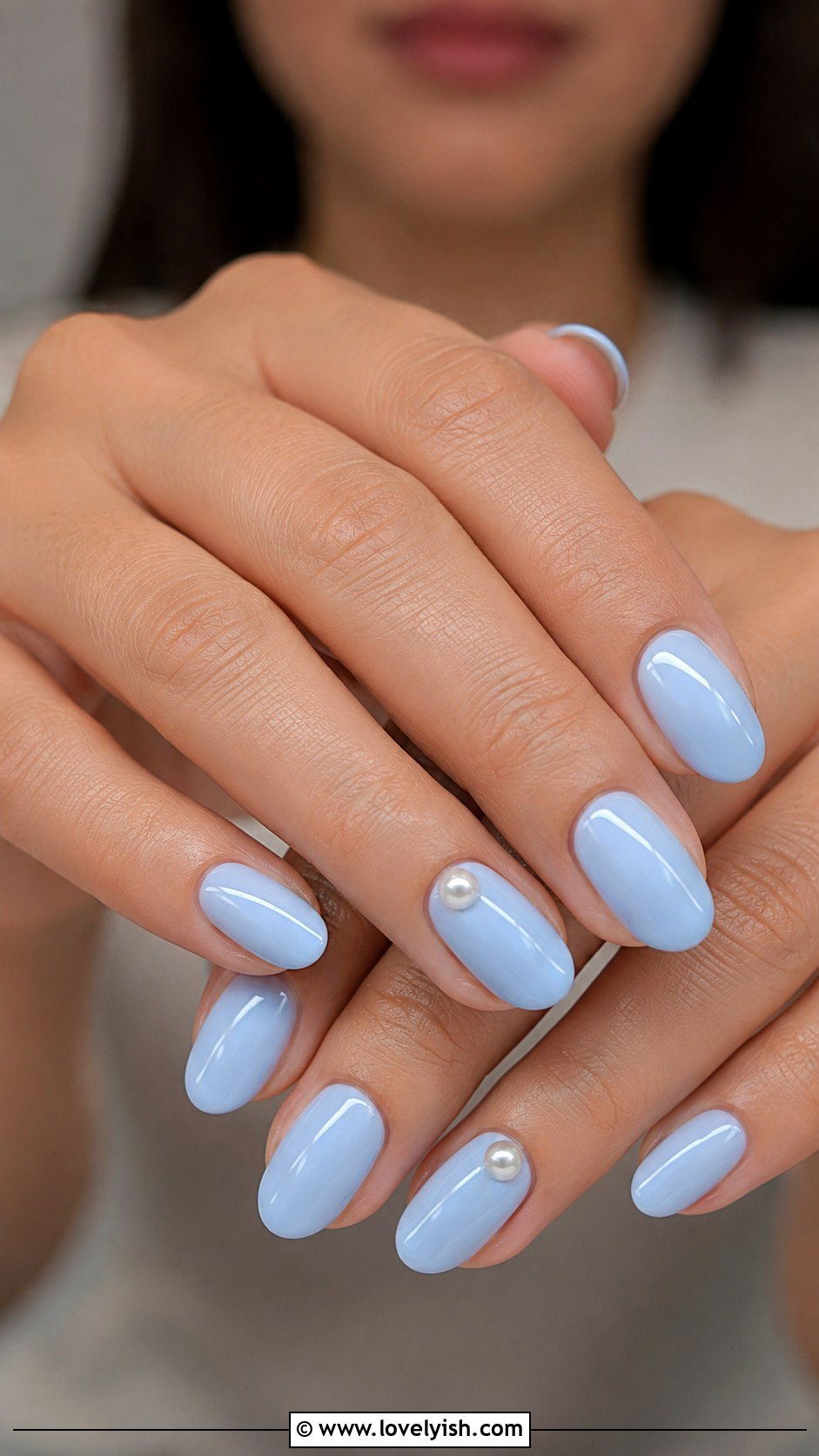 Baby Blue Nails With Pearl Accents - 50 baby blue nails - 50 baby blue nails