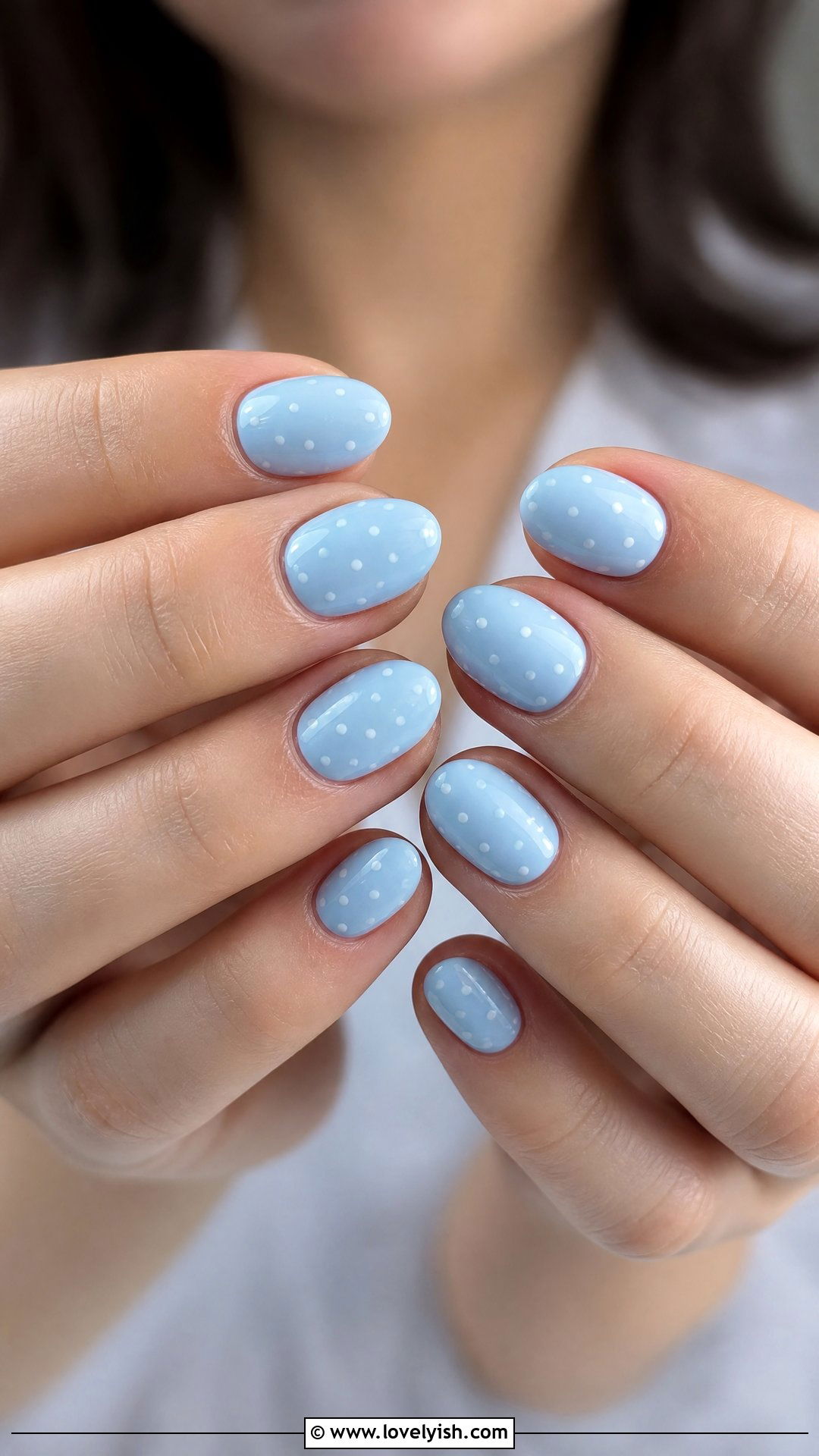 Baby Blue Polka Dot Nails - 50 dainty nails - 50 dainty nails