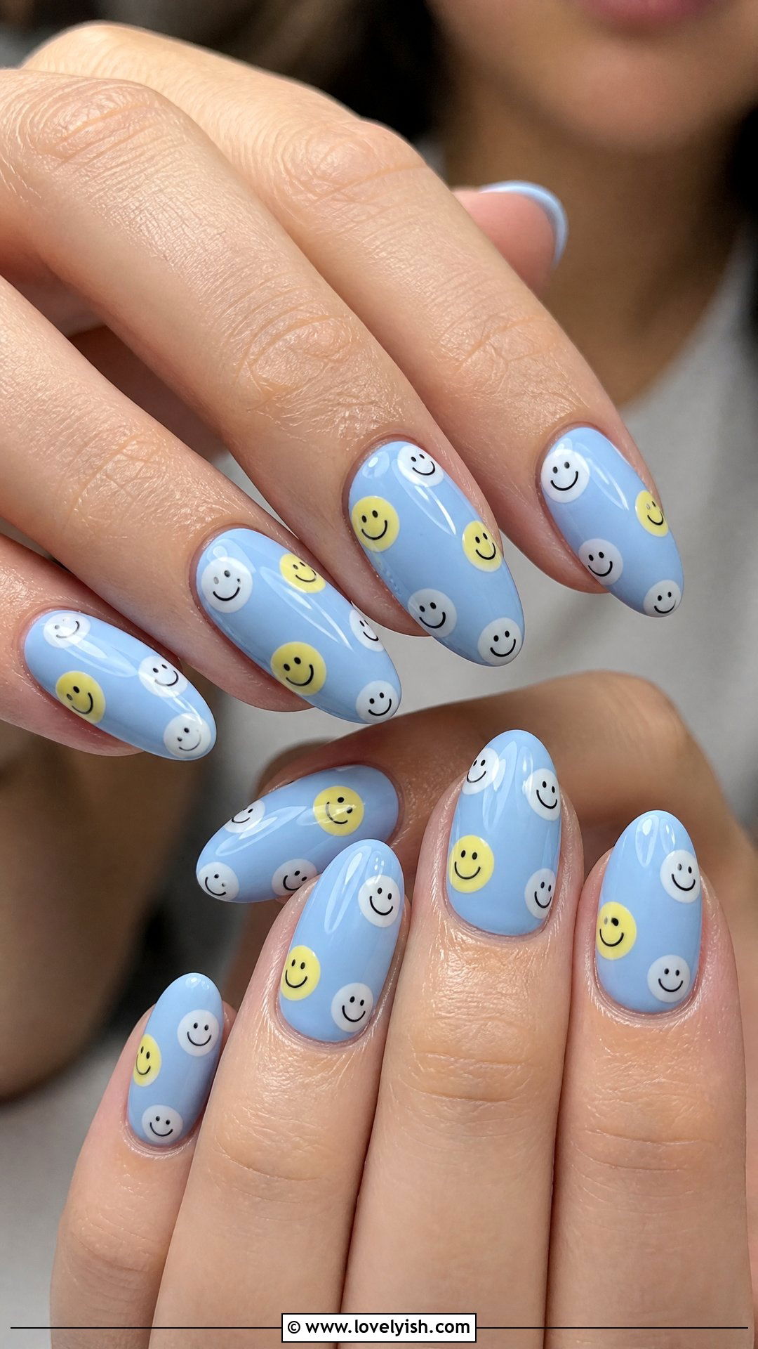 Baby Blue Smiley Face Nails - 50 smiley face nails - 50 smiley face nails