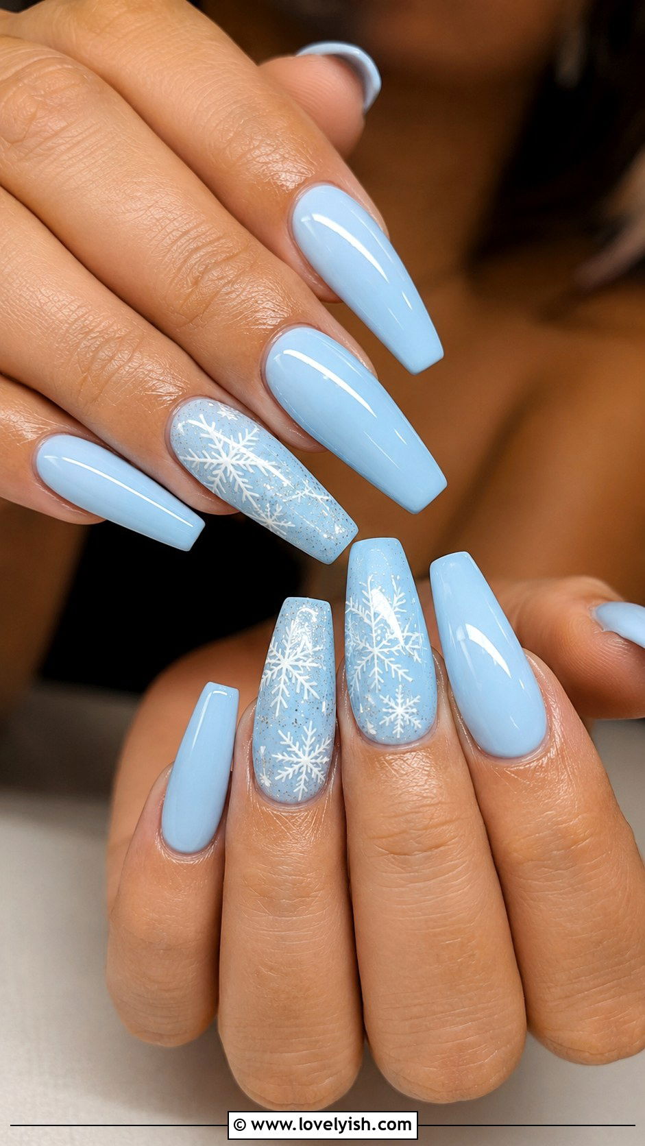 Baby Blue Snowflake Nails - 50 baby blue nails - 50 baby blue nails