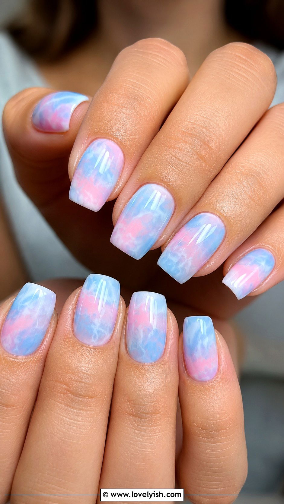Baby Blue Tie Dye Nails - 50 baby blue nails - 50 baby blue nails