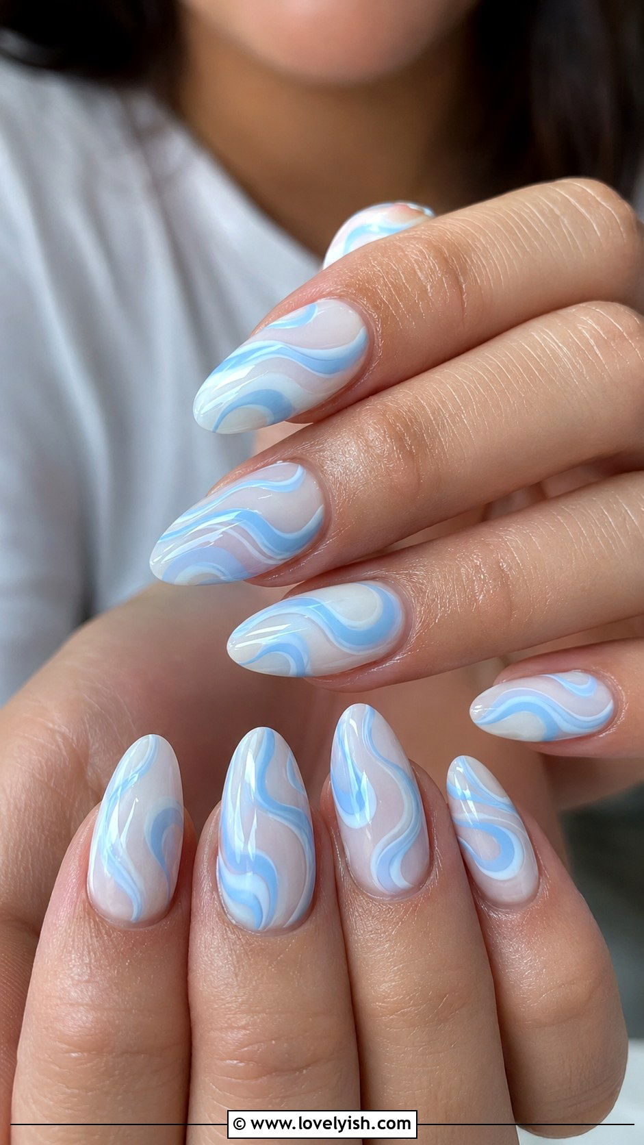 Baby Blue and White Swirl Nails - 50 baby blue nails - 50 baby blue nails