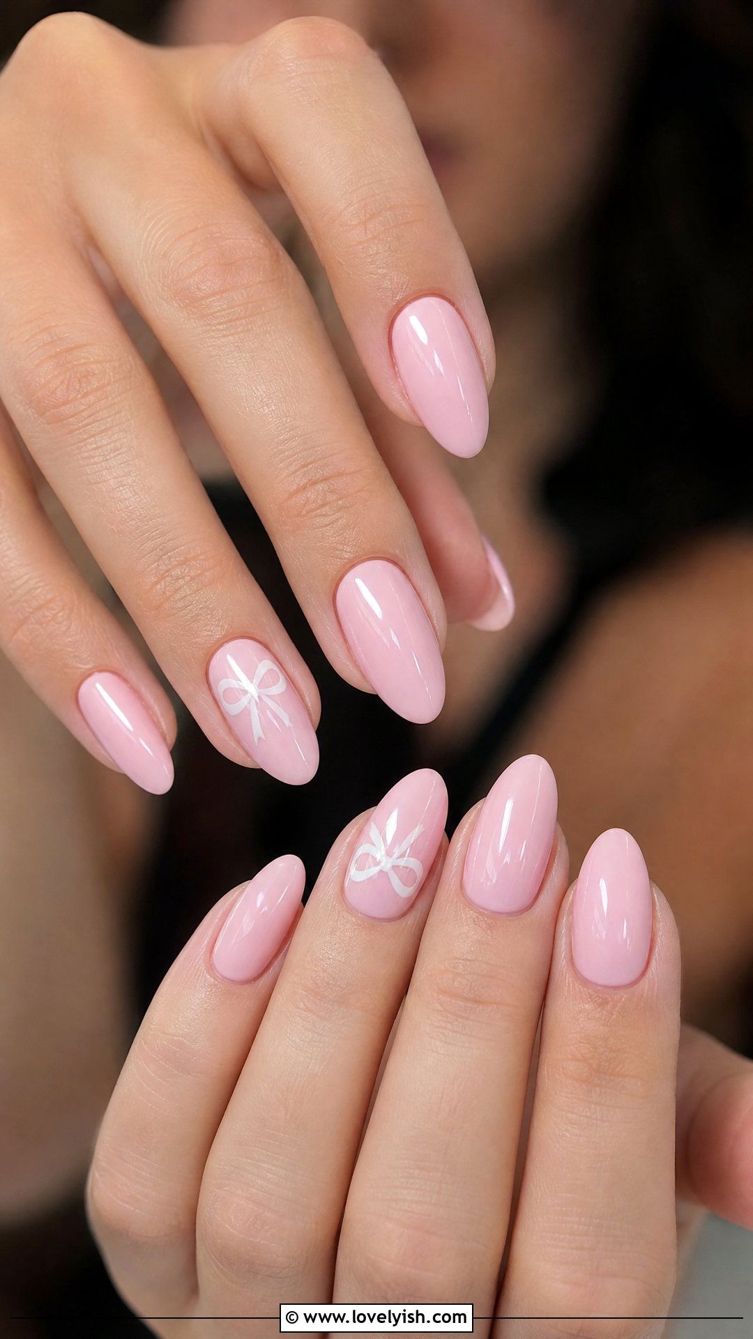 Baby Pink Bow Nails - 50 simple spring nail designs - 50 simple spring nail designs