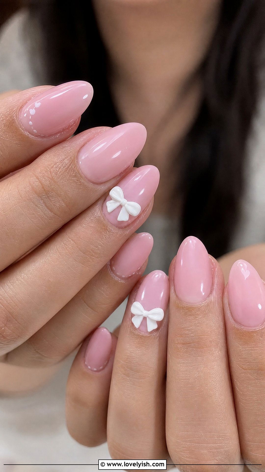 Baby Pink Bow Prom Nails - 25 prom nail ideas - 25 prom nail ideas