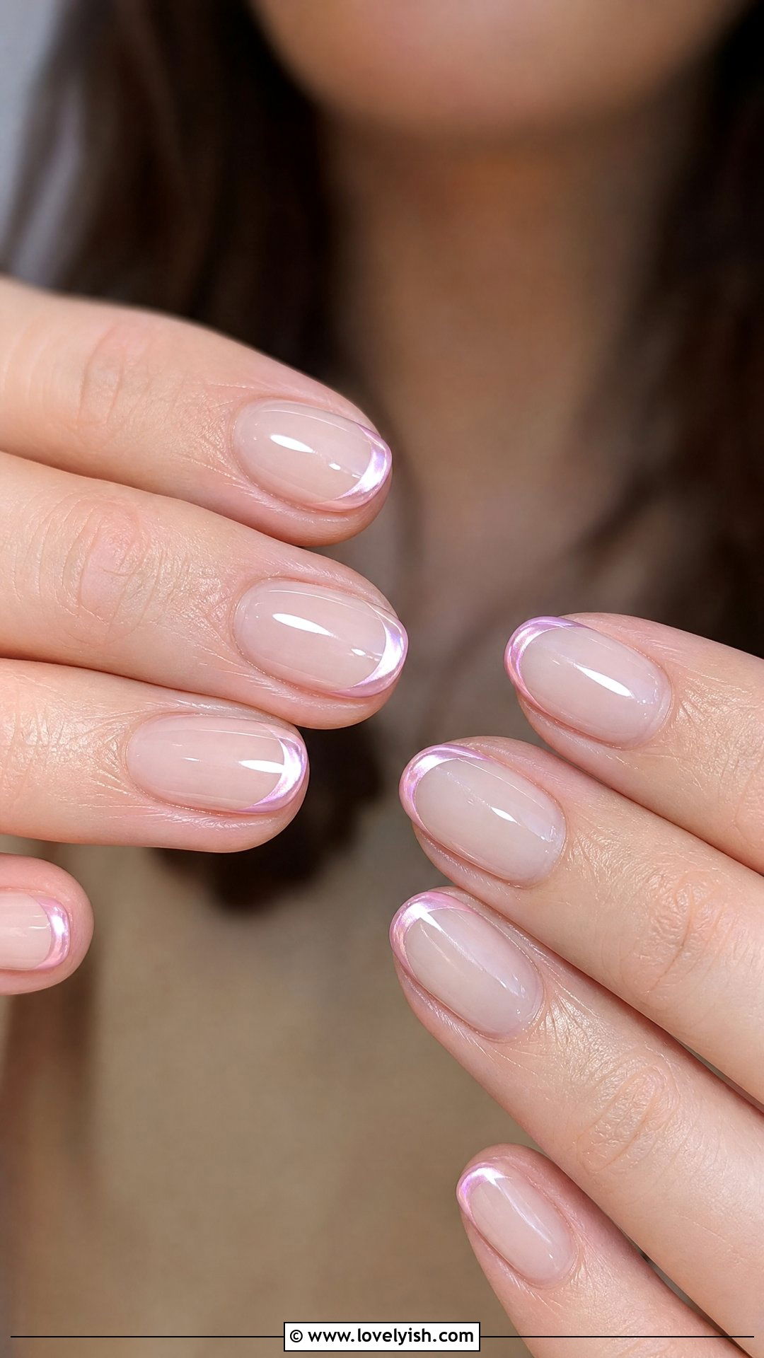 Baby Pink Chrome French Tip Nails - 50 chrome french tip nails - 50 chrome french tip nails