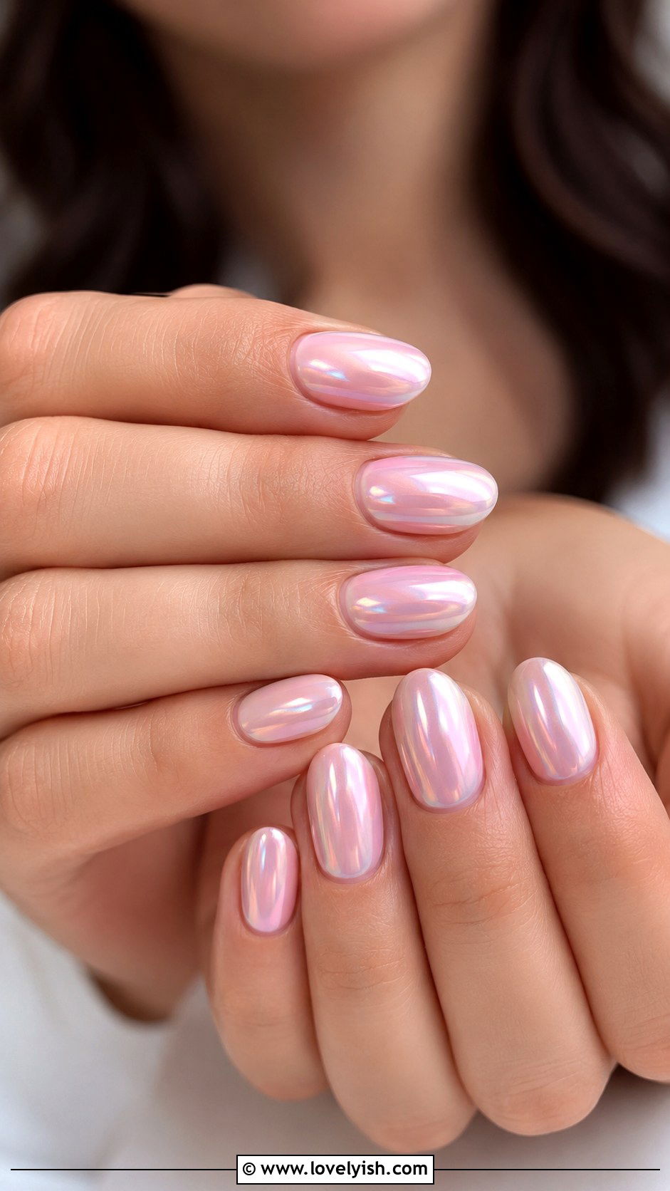 Baby Pink Chrome Oval Nails - 50 pink chrome nails - 50 pink chrome nails