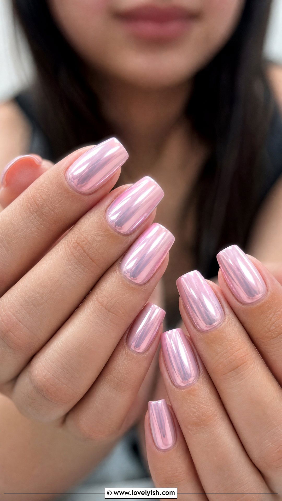 Baby Pink Chrome Square Nails - 50 square nails - 50 square nails