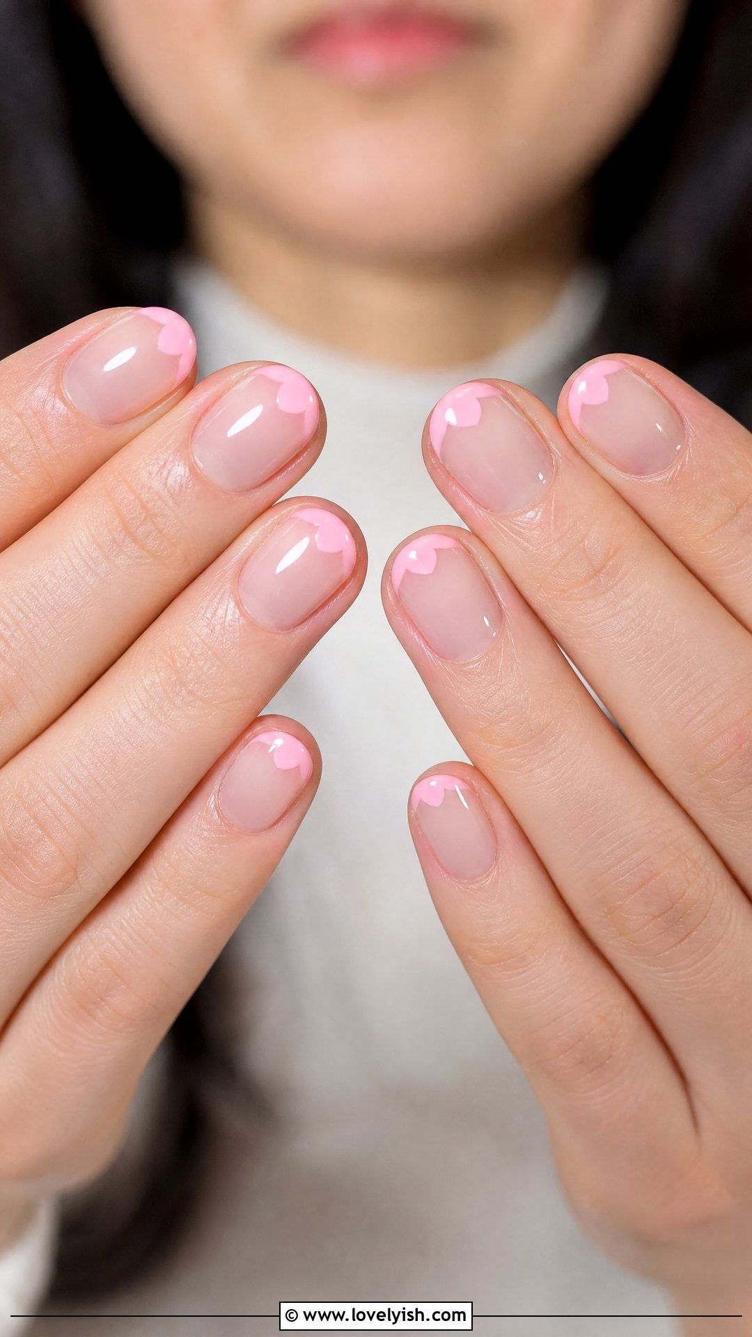 Baby Pink Heart Tip Nails - 50 mothers day nail designs - 50 mothers day nail designs