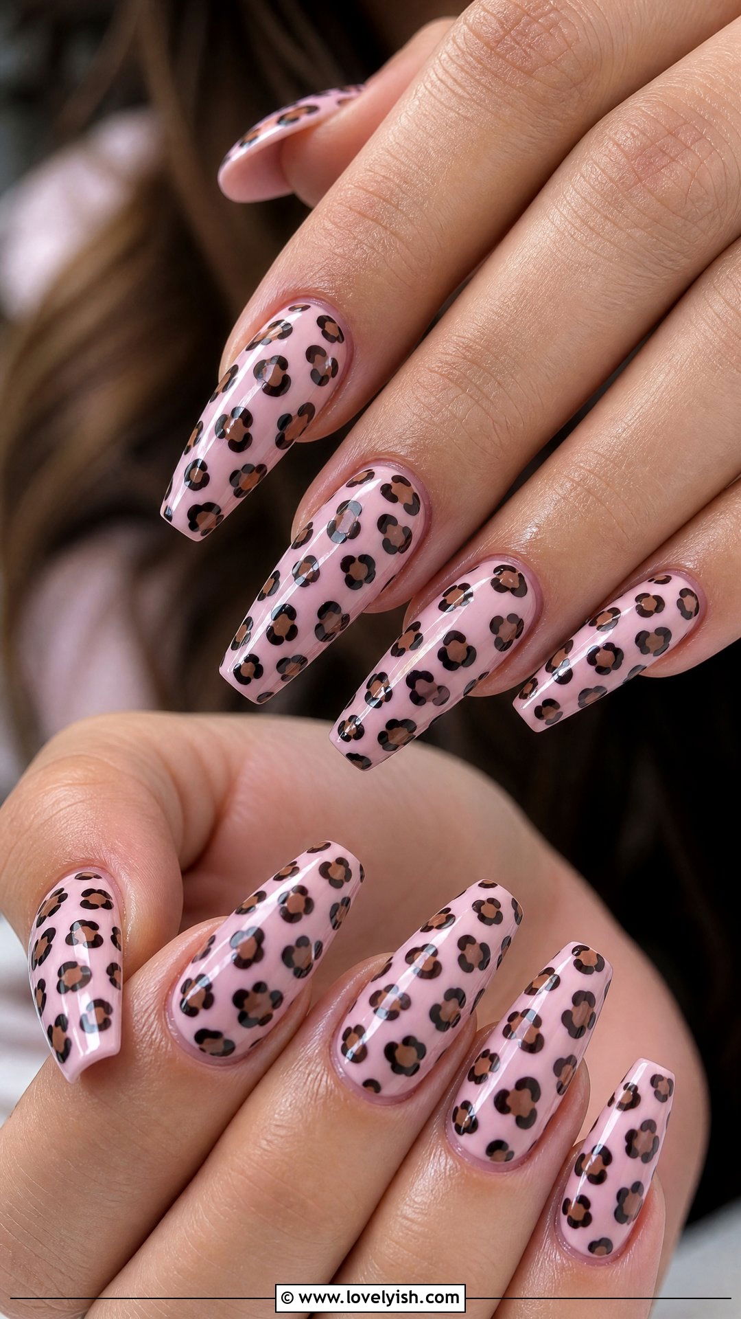 Baby Pink Leopard Coffin Nails - 50 leopard print nails - 50 leopard print nails