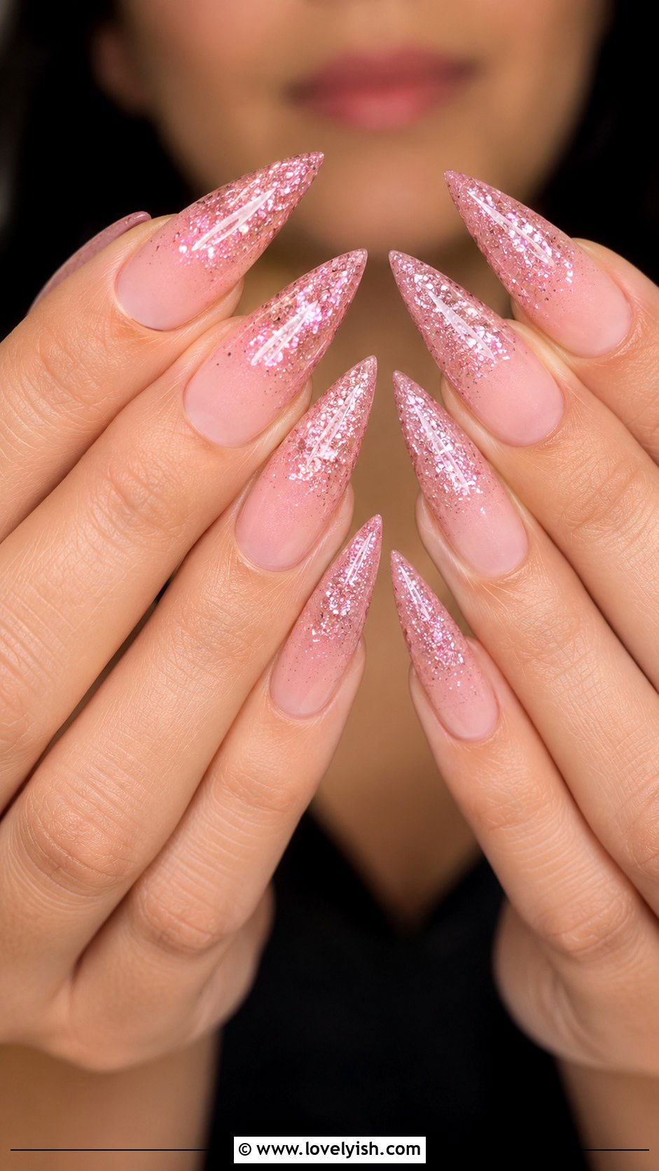 Baby Pink Ombre Almond Nails - 50 long pink nails - 50 long pink nails