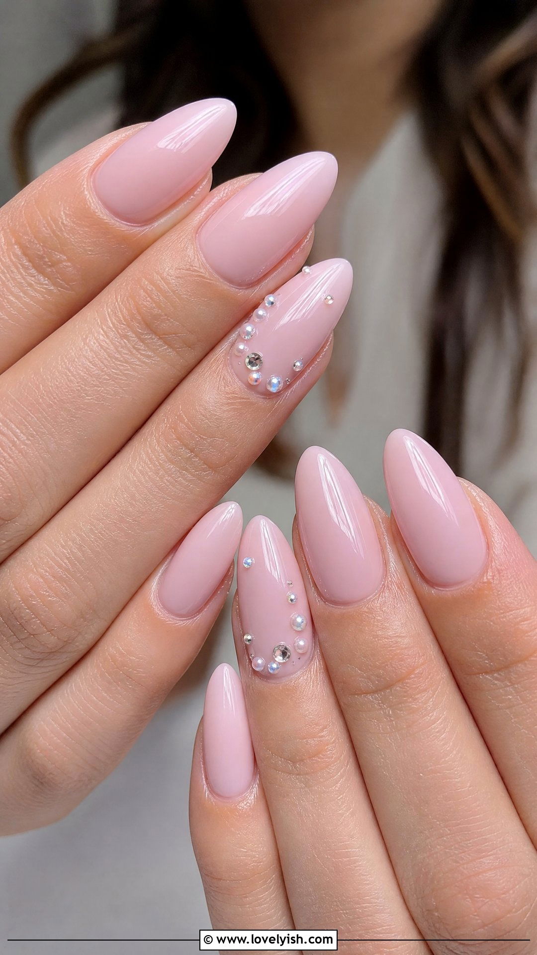 Baby Pink Rhinestone Nails - 25 preppy nail designs - 25 preppy nail designs