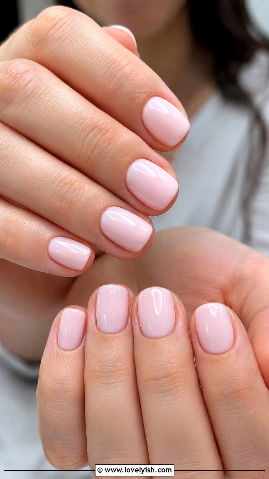 Baby Pink Short Squoval Nails - 46 nail inspo - 46 nail inspo