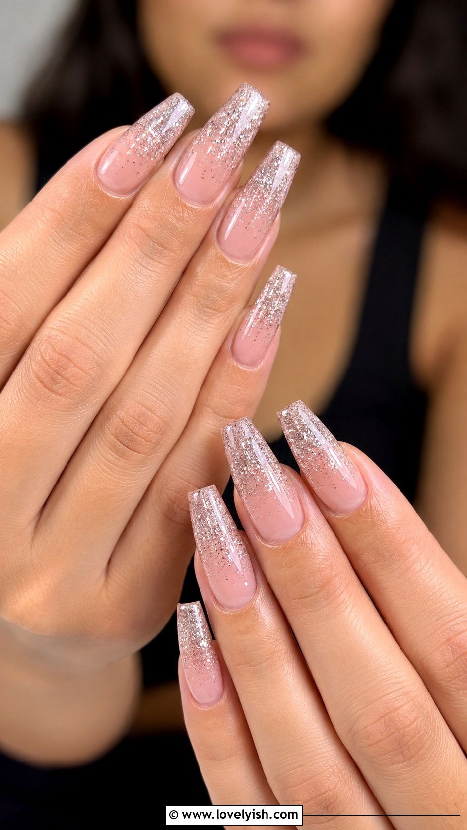 Ballerina Pink Glitter Acrylic Nails - 42 acrylic nail designs - 42 acrylic nail designs