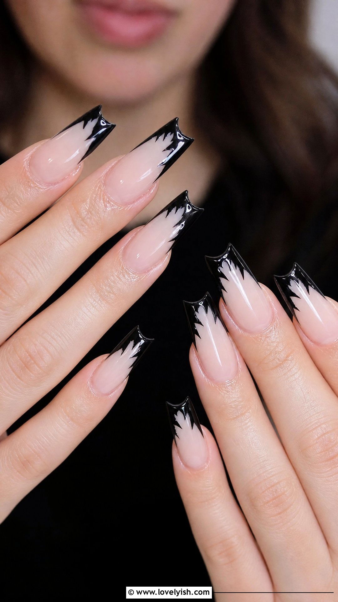 Barbed Black French Tips - 50 edgy nails - 50 edgy nails