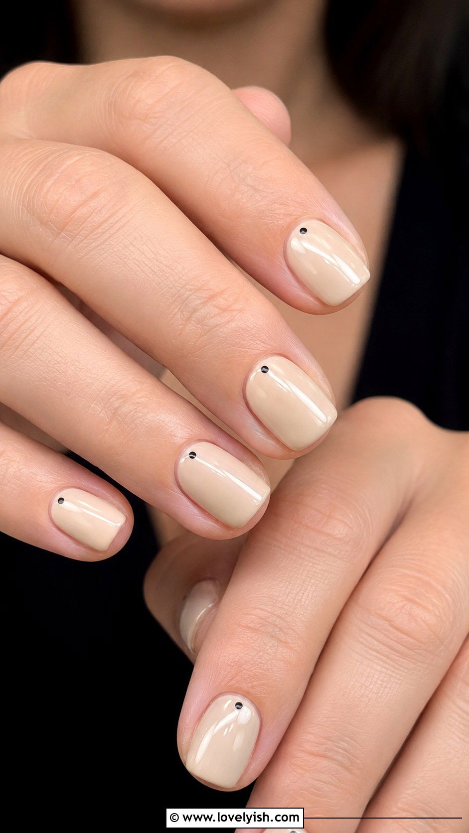 Beige Nails with Cuticle Dot - 33 minimalist nail designs - 33 minimalist nail designs