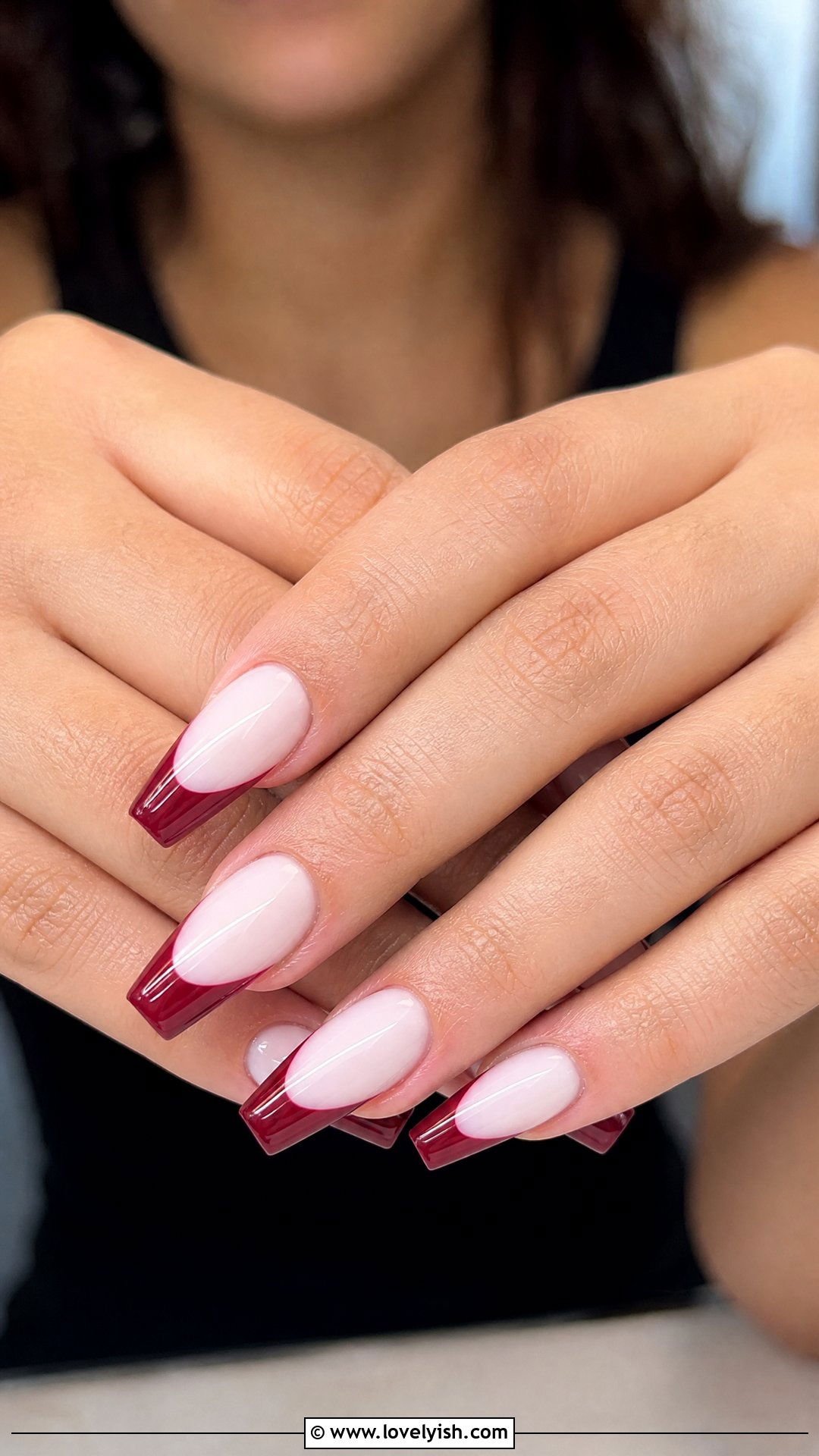 Berry Red French Tip Nails - 50 colored french tip nails - 50 colored french tip nails