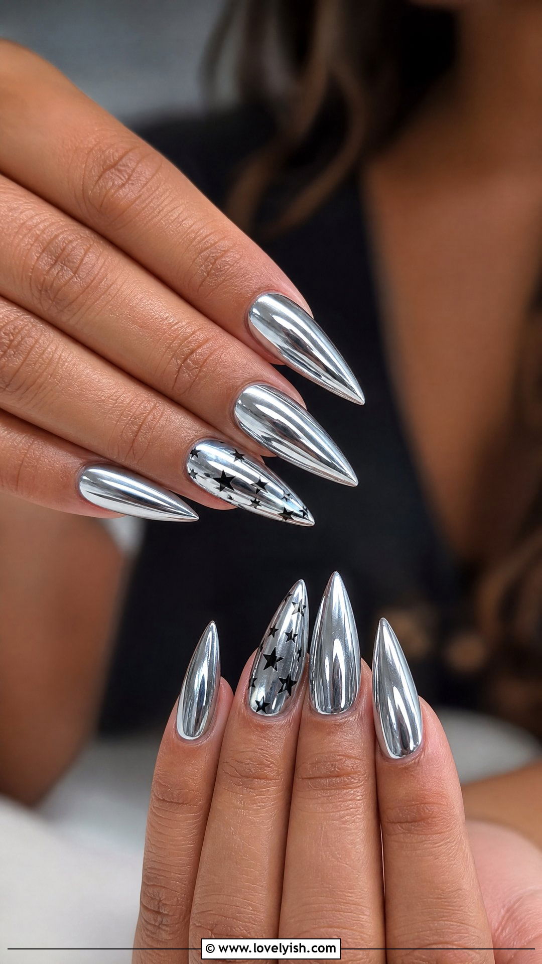 Beyonce Cowboy Carter Silver Chrome Nails - 50 concert nails - 50 concert nails