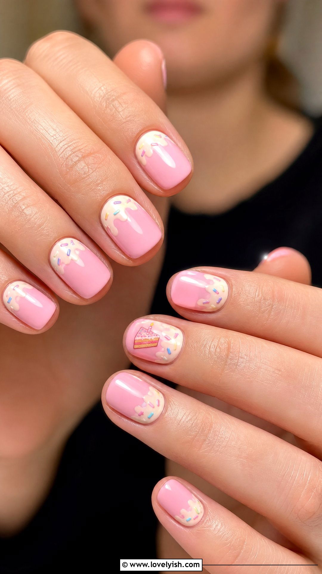 Birthday Cake Pink Nails - 25 birthday nail ideas - 25 birthday nail ideas