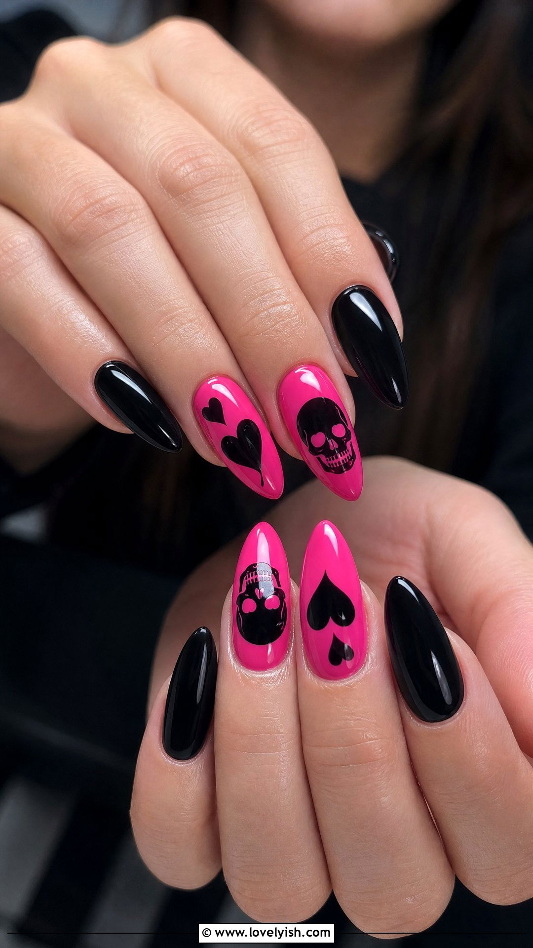 Black And Hot Pink Nails - 50 edgy nails - 50 edgy nails