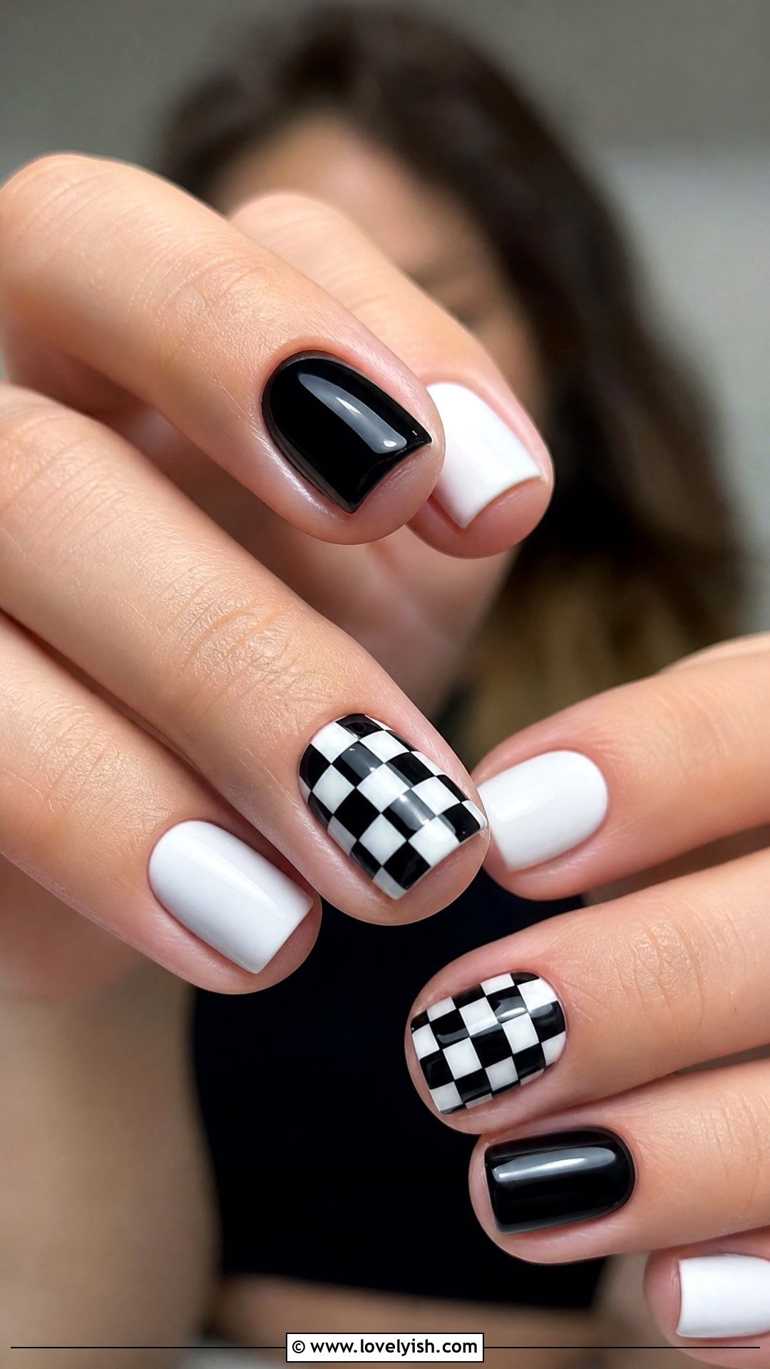 Black And White Checkerboard Nails - 50 edgy nails - 50 edgy nails