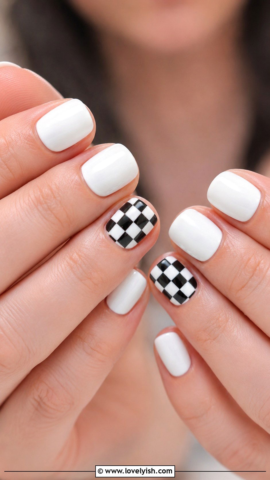 Black And White Checkered Short Nails - 25 short nails design ideas - 25 short nails design ideas