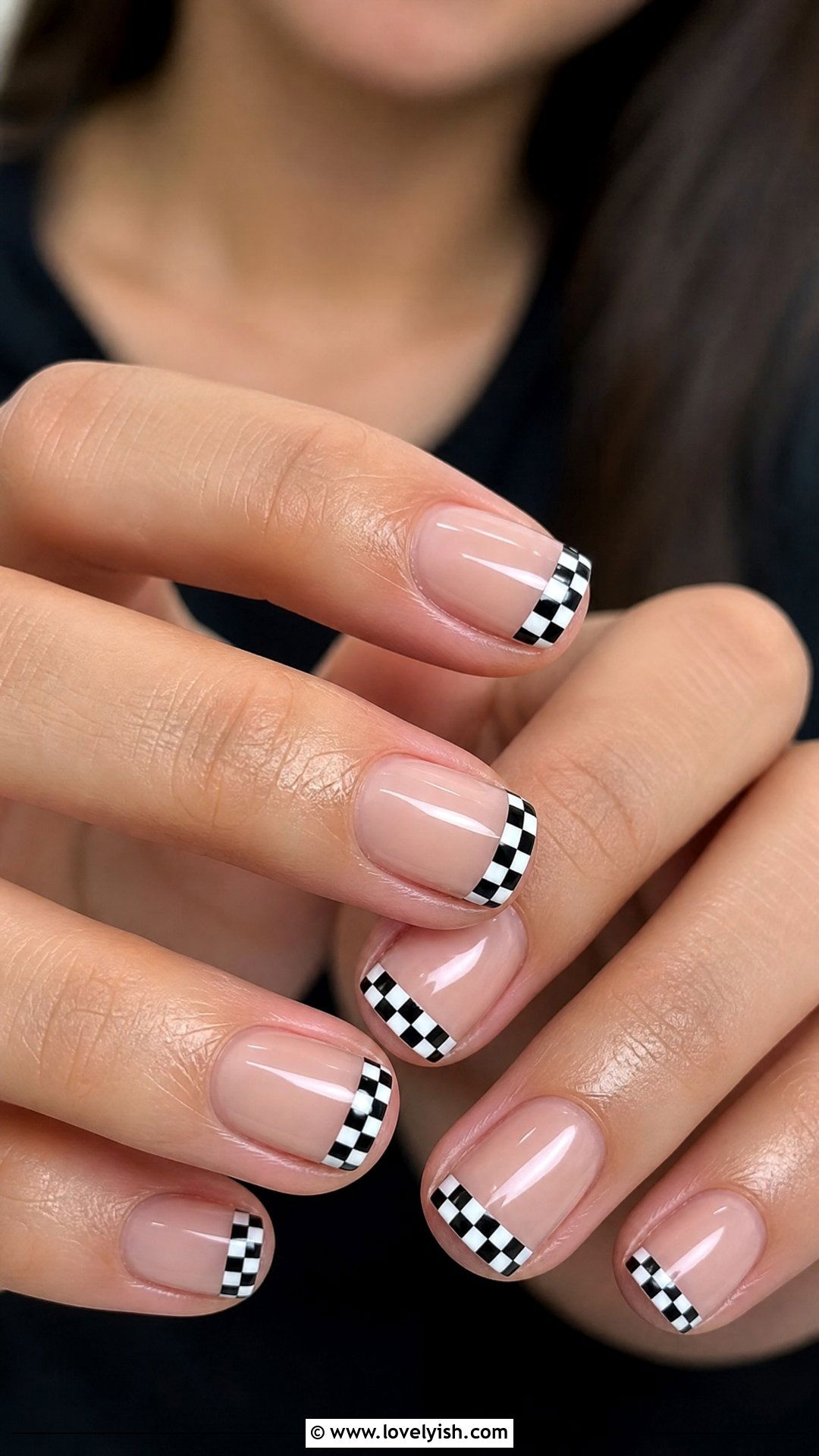 Black And White Checkered Tip Nails - 46 easy nail designs - 46 easy nail designs