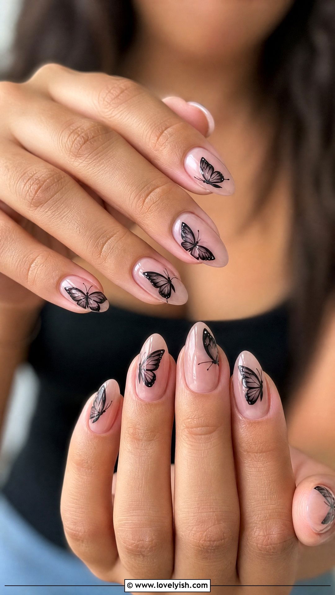 Black Butterfly Nails - 50 black nails - 50 black nails