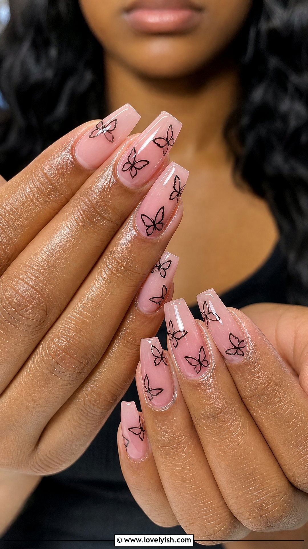 Black Butterfly Outline Nails - 50 butterfly nails - 50 butterfly nails