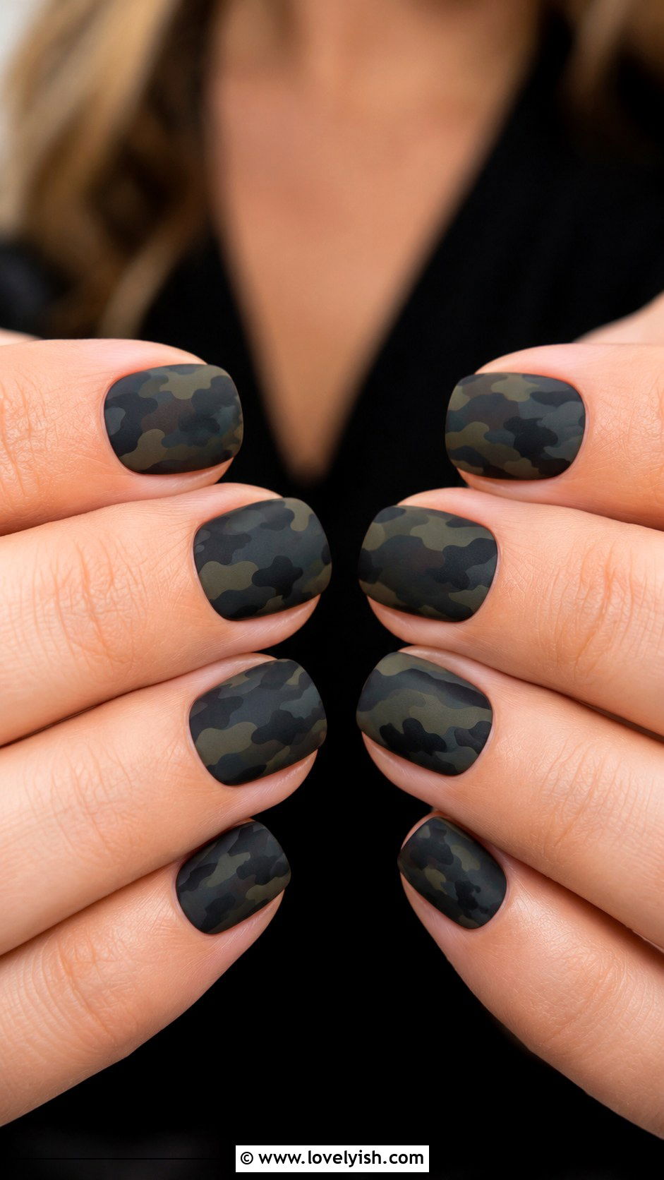 Black Camo Pattern Nails - 50 mens nail design ideas - 50 mens nail design ideas