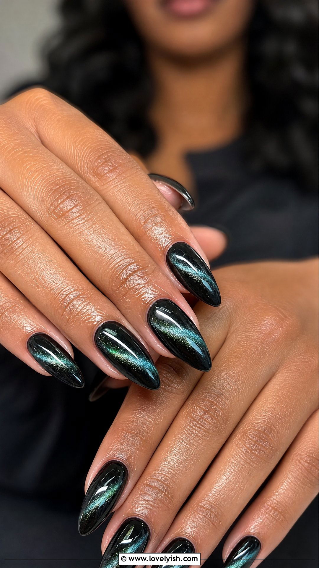 Black Cat Eye Almond Nails - 25 cat eye nails design ideas - 25 cat eye nails design ideas