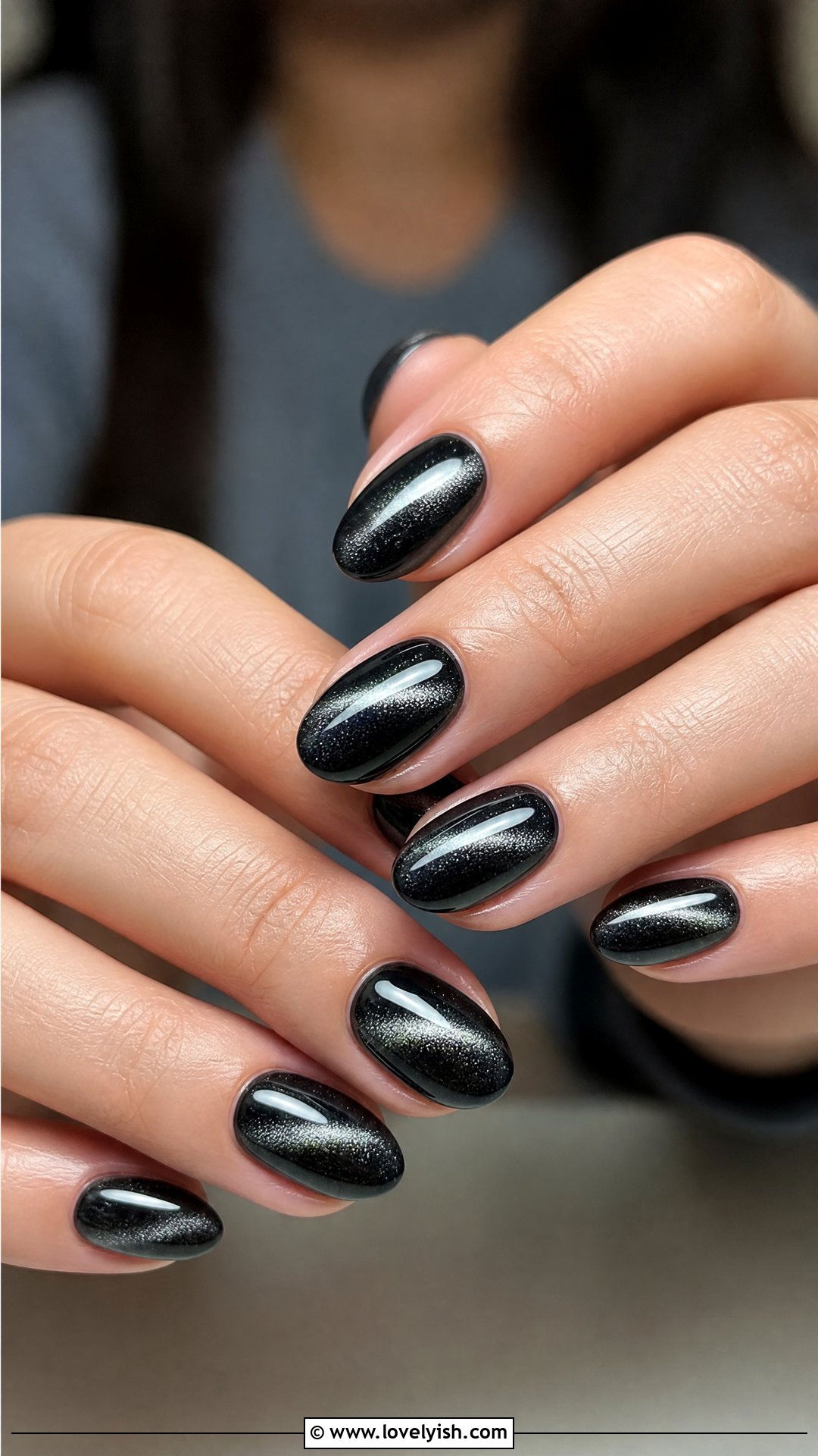 Black Cat Eye Magnetic Nails - 50 short black nail designs - 50 short black nail designs