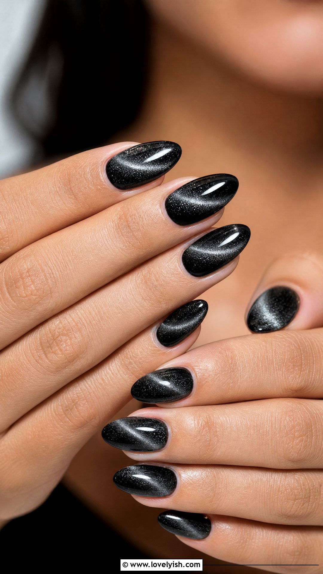 Black Cat Eye Nails - 50 black nails - 50 black nails