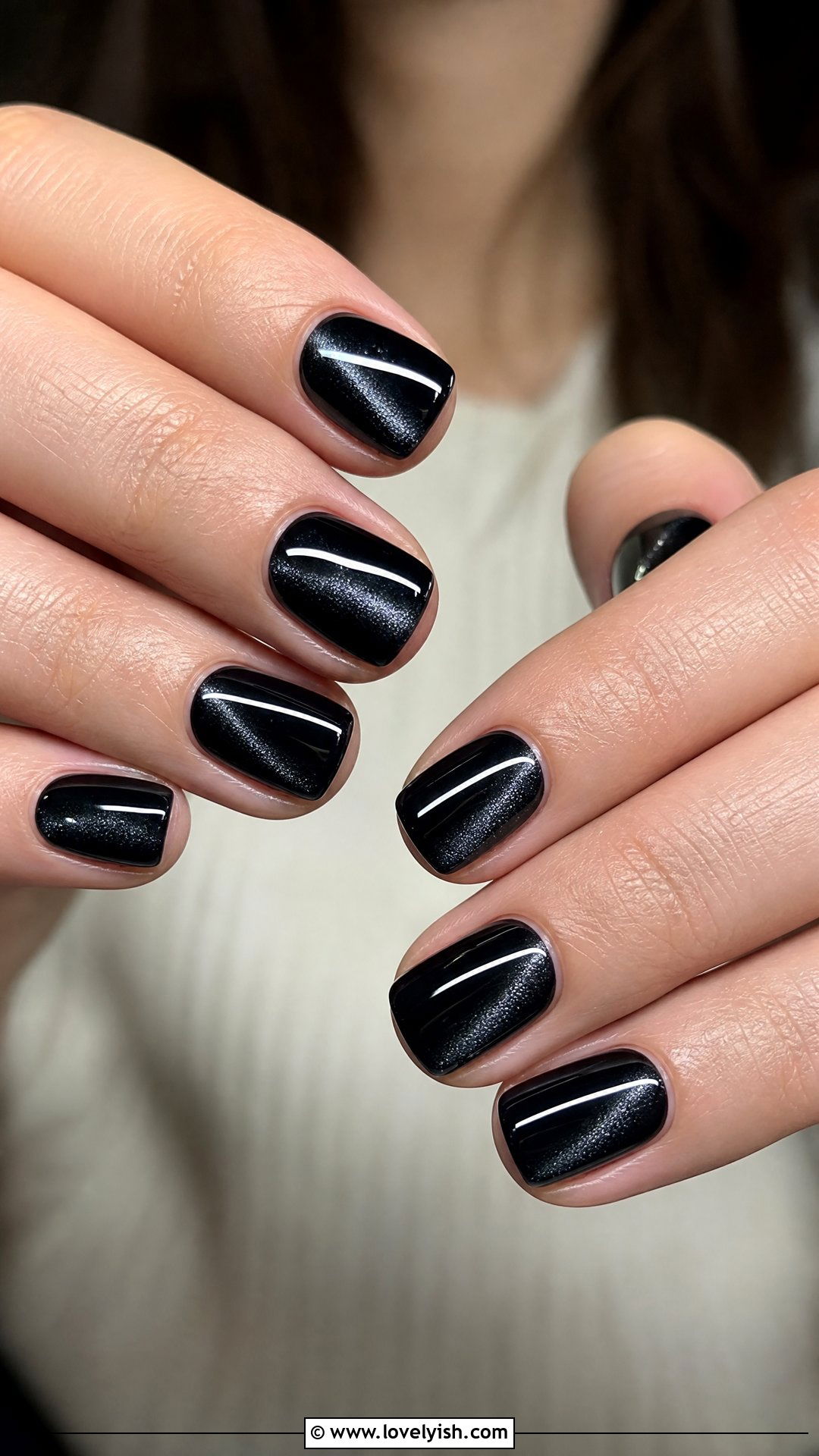 Black Cat Eye Short Square Nails - 50 short square nails - 50 short square nails