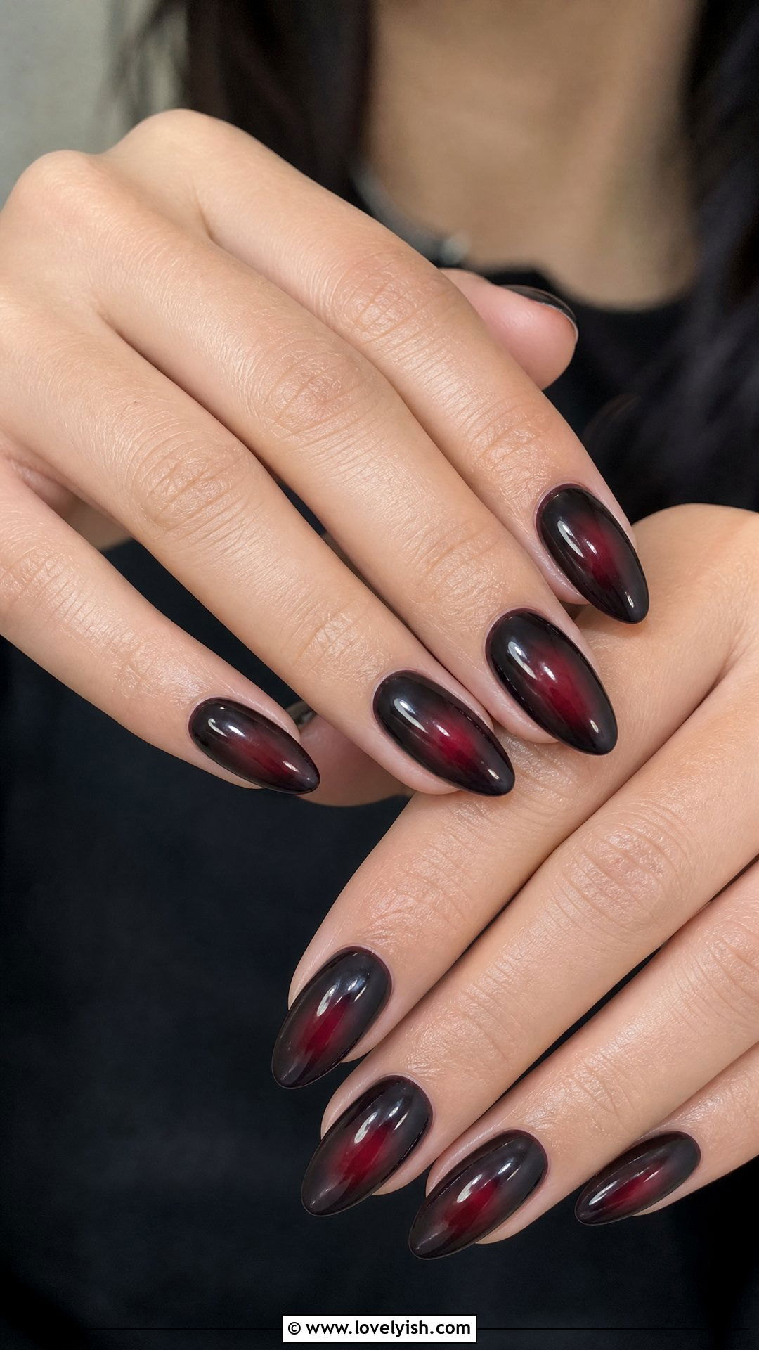 Black Cherry Aura Nails - 50 dark red nails - 50 dark red nails