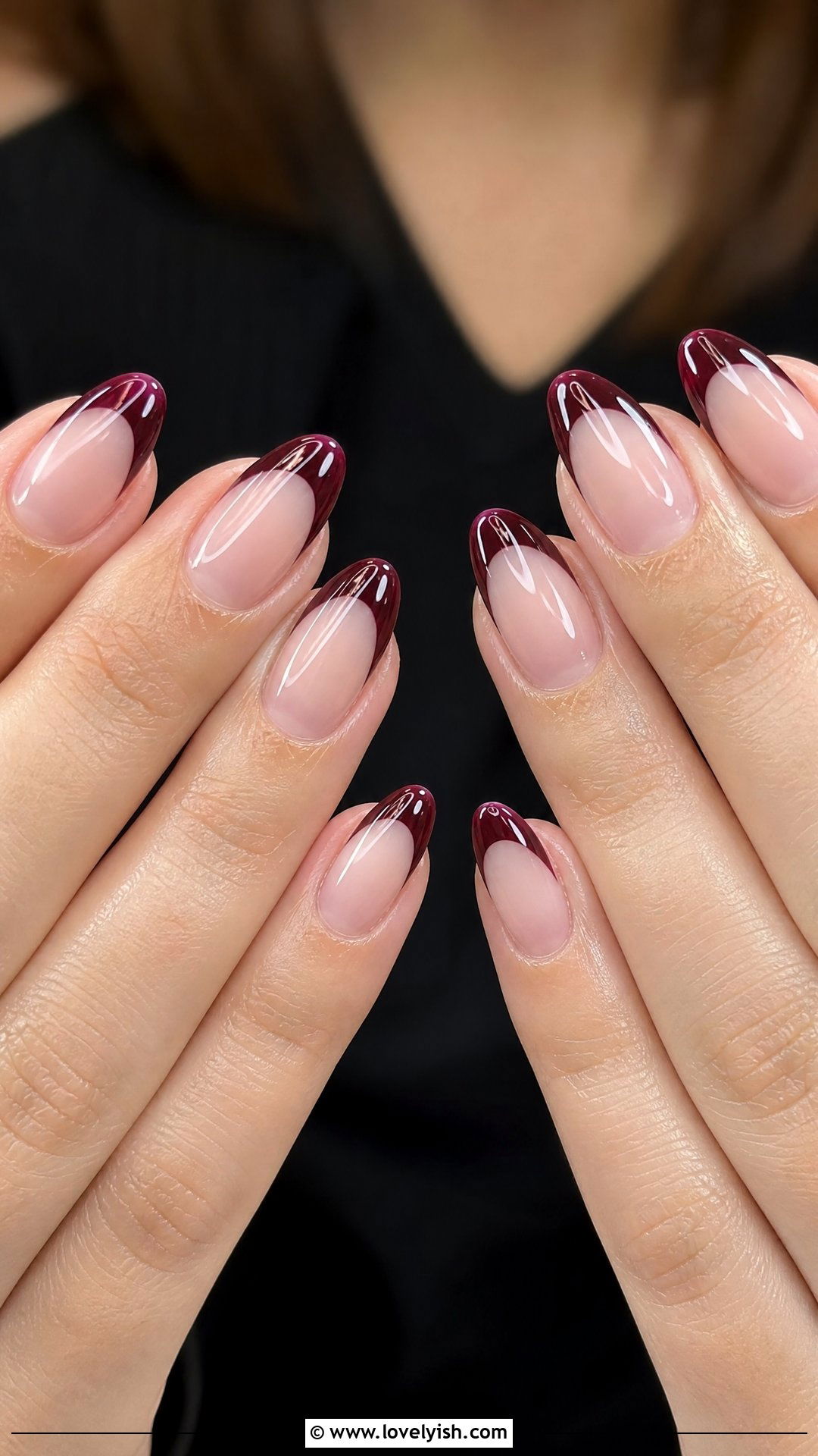 Black Cherry French Tips - 50 goth nails - 50 goth nails