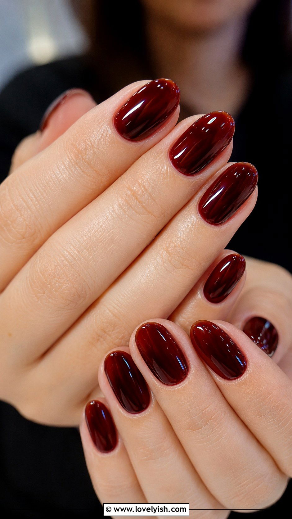 Black Cherry Glossy Oval Nails - 50 unique nail designs - 50 unique nail designs