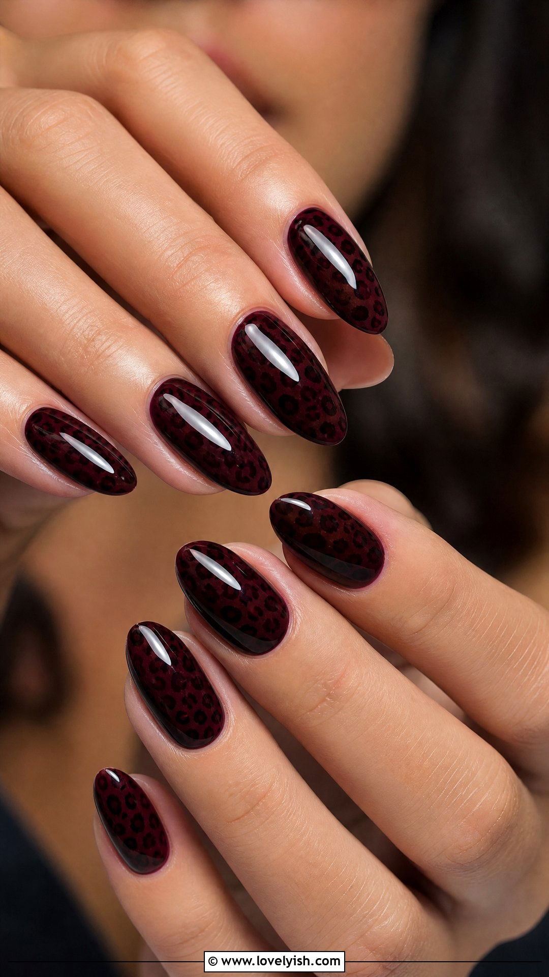 Black Cherry Leopard Print Nails - 50 leopard print nails - 50 leopard print nails
