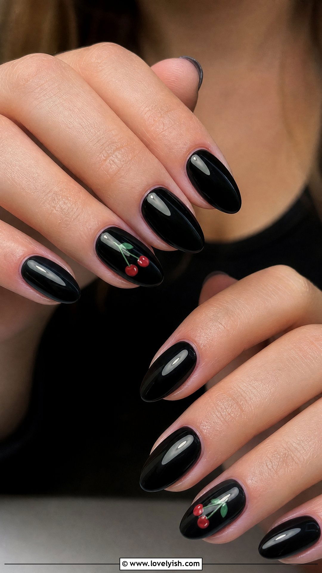 Black Cherry Nails - 50 short black nail designs - 50 short black nail designs