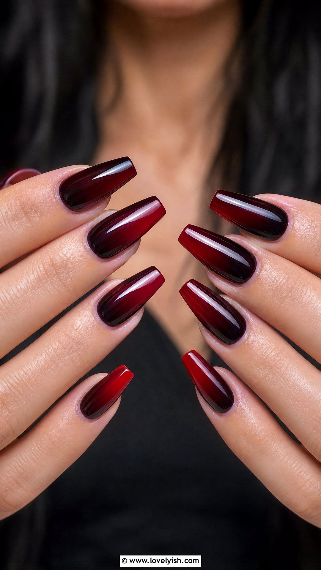 Black Cherry and Red Ombre Punk Nails - 50 concert nails - 50 concert nails