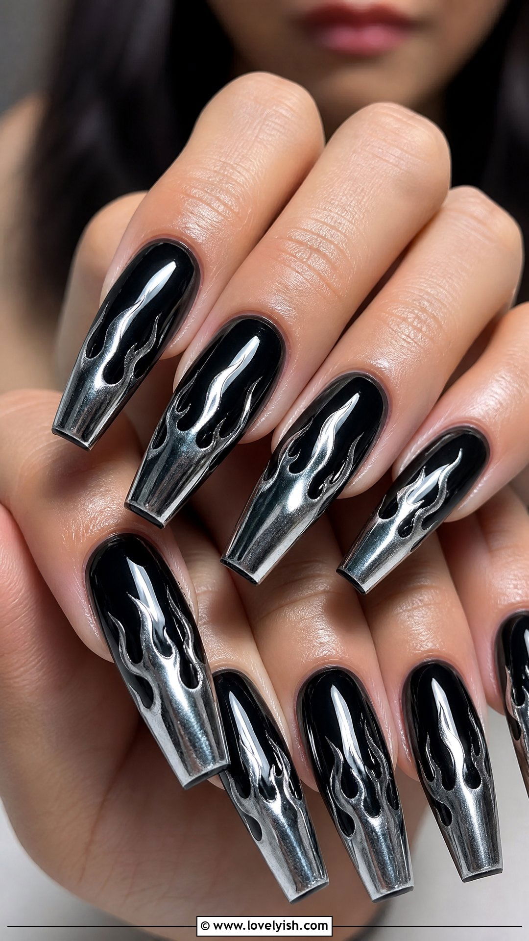 Black Chrome Flame Rock Concert Nails - 50 concert nails - 50 concert nails